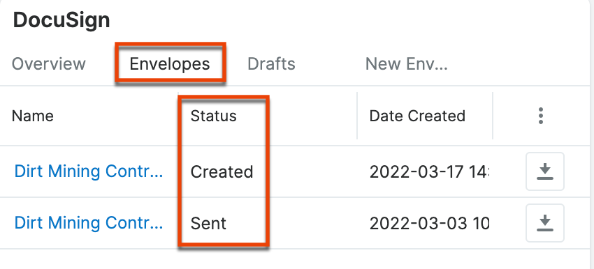 docusign status dashlet