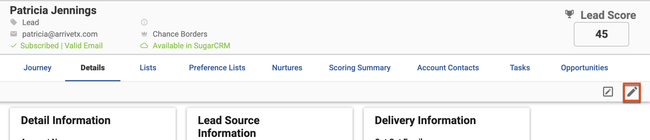 SM UG leads editlayout