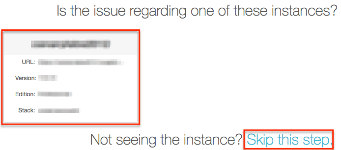 SupportPortal CreateCase SelectInstance Customer