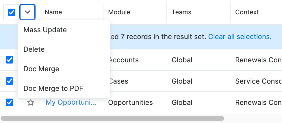 BusCenter LVMassActionsMenu