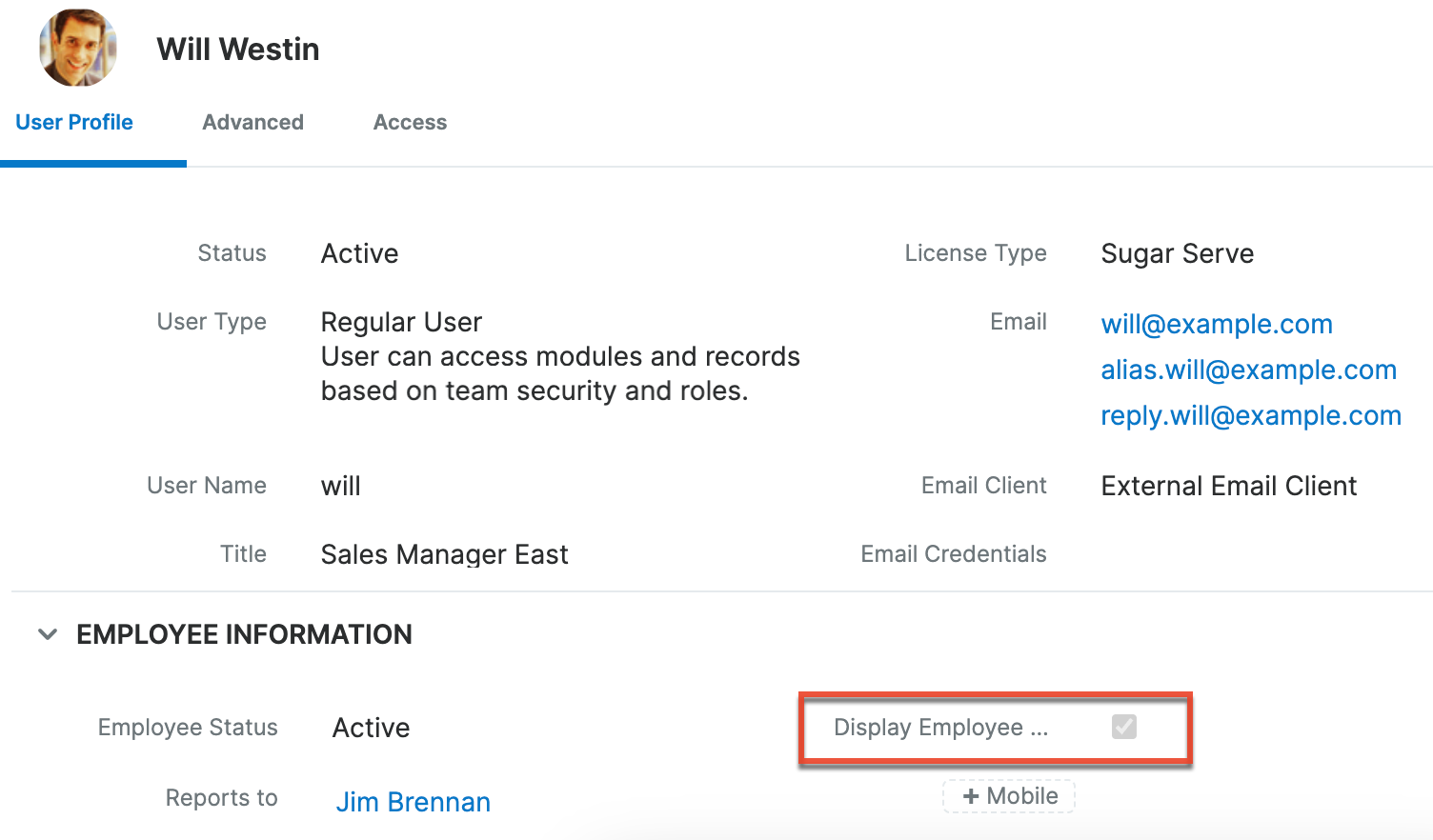 displayemployeerecordfield