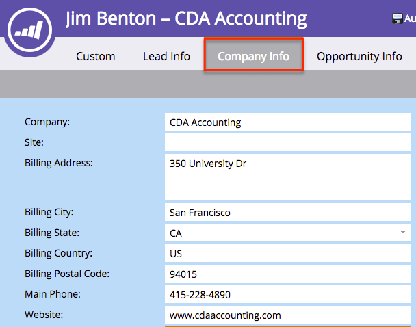 Marketo CompanyInfo Tab1
