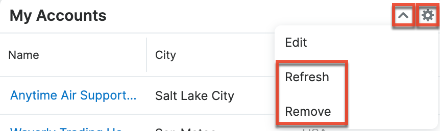 Refresh or remove dashlet