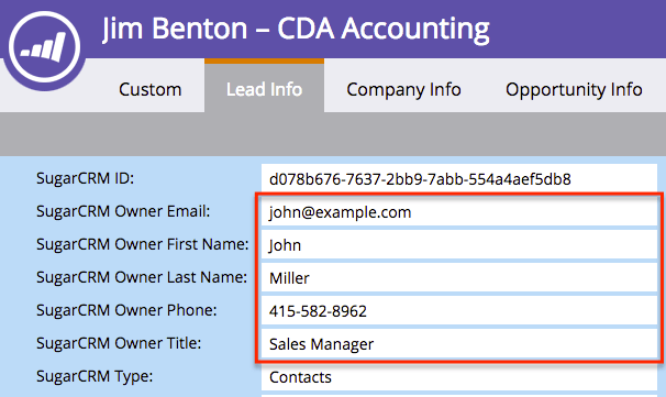 Marketo SugarCRMOwner Fields 3