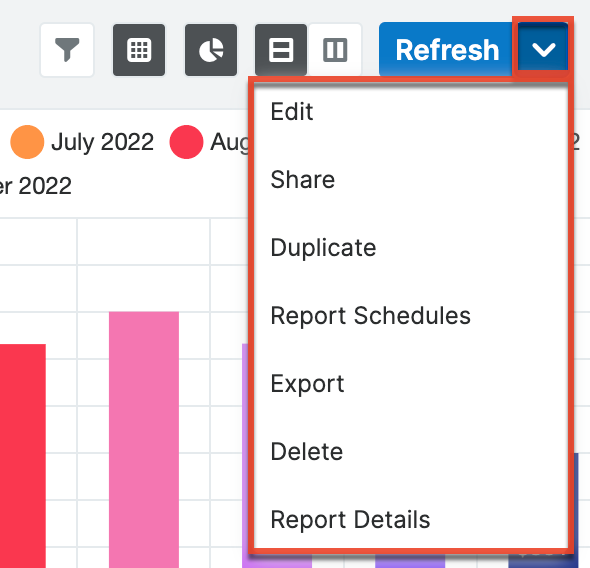 Results View Actions menu