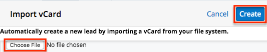 Leads CreateLeadFromVCard ChooseFile