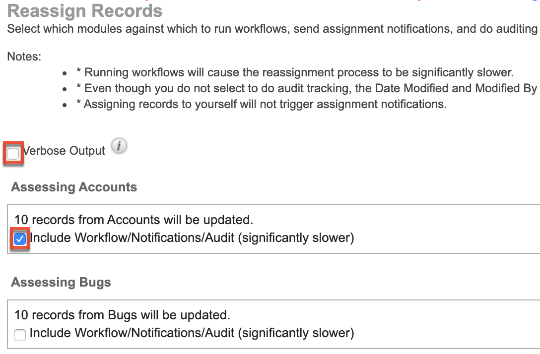 ReassignRecords SelectModules