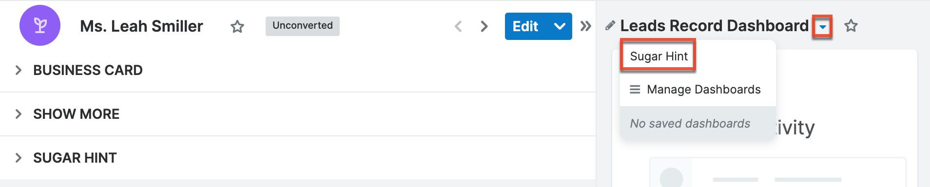 Accessing via record view