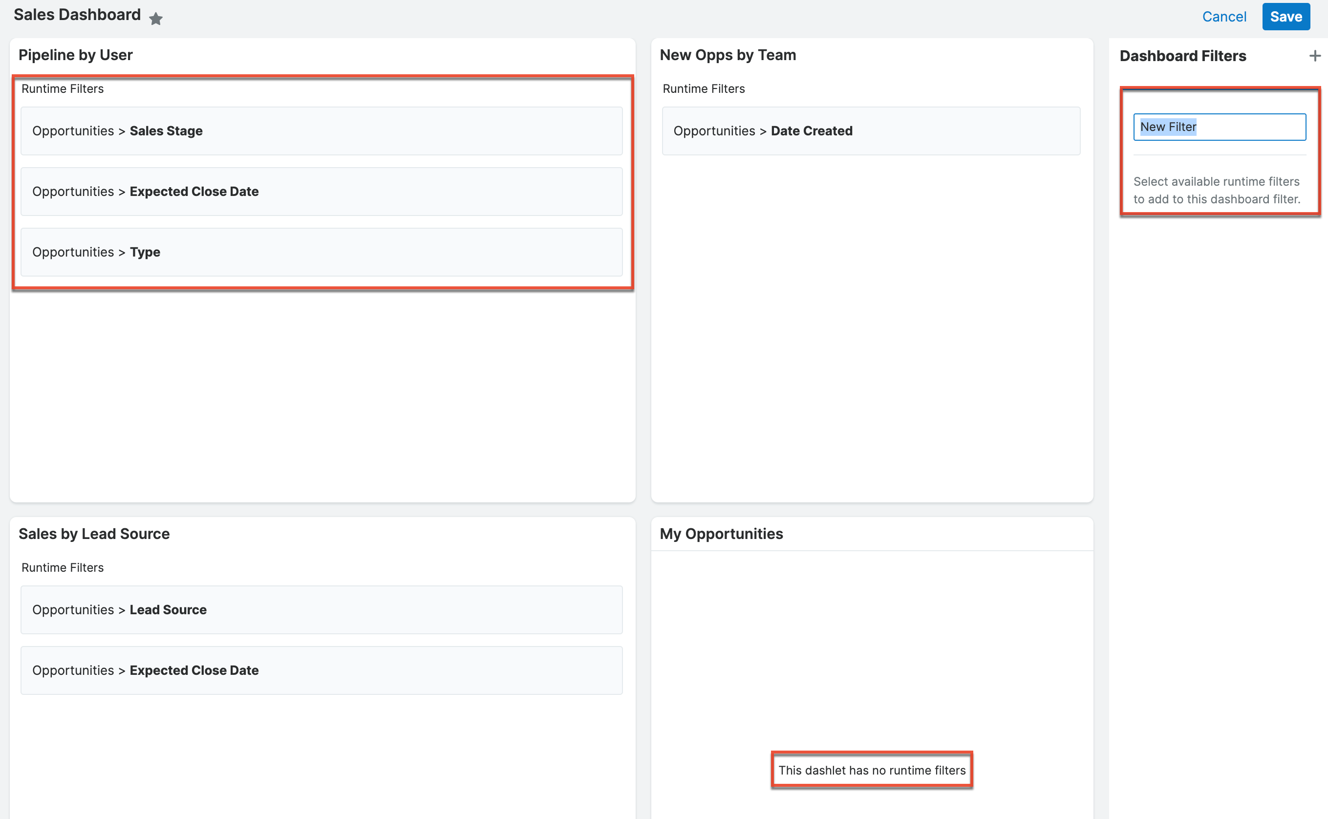 New dashboard filter with runtime filters displayed