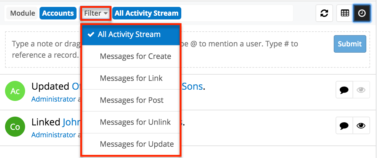 Search ActivityStreamSearch Filter