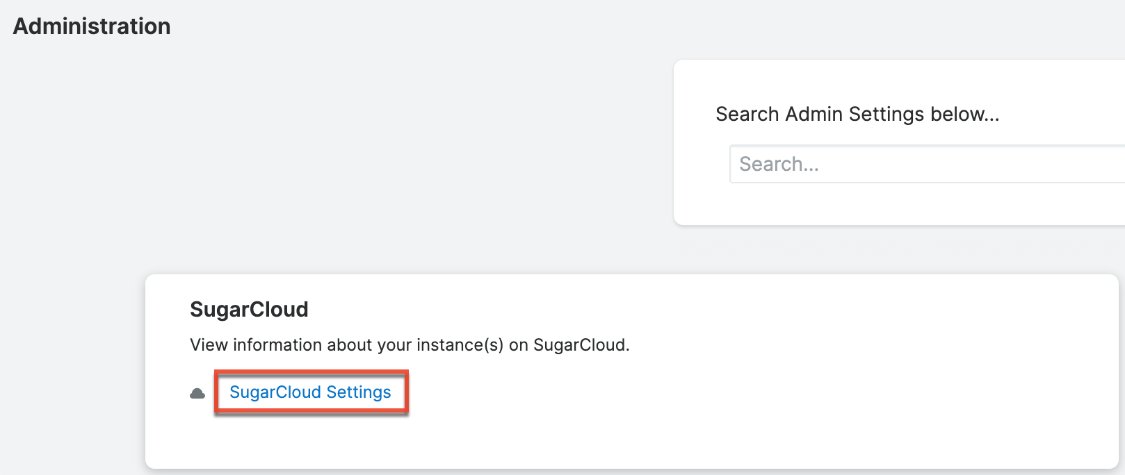SugarIdentity Sugar AdminPage SugarCloudSettings