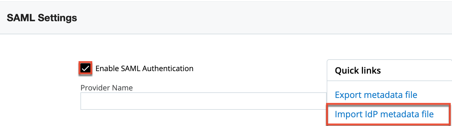 SugarIdentity SAMLSettings ImportIdPMetadataFile