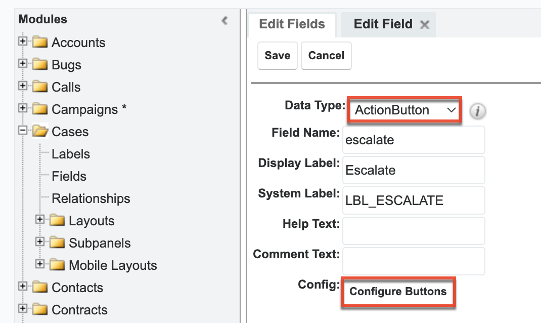 Configure action button