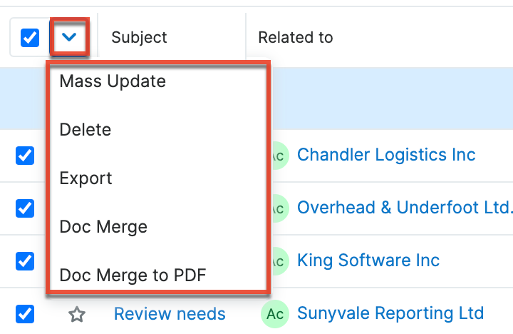 Meetings LVMassActionsMenu