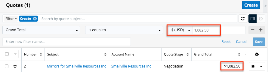 Quotes FilteringOnCurrencyFields LV