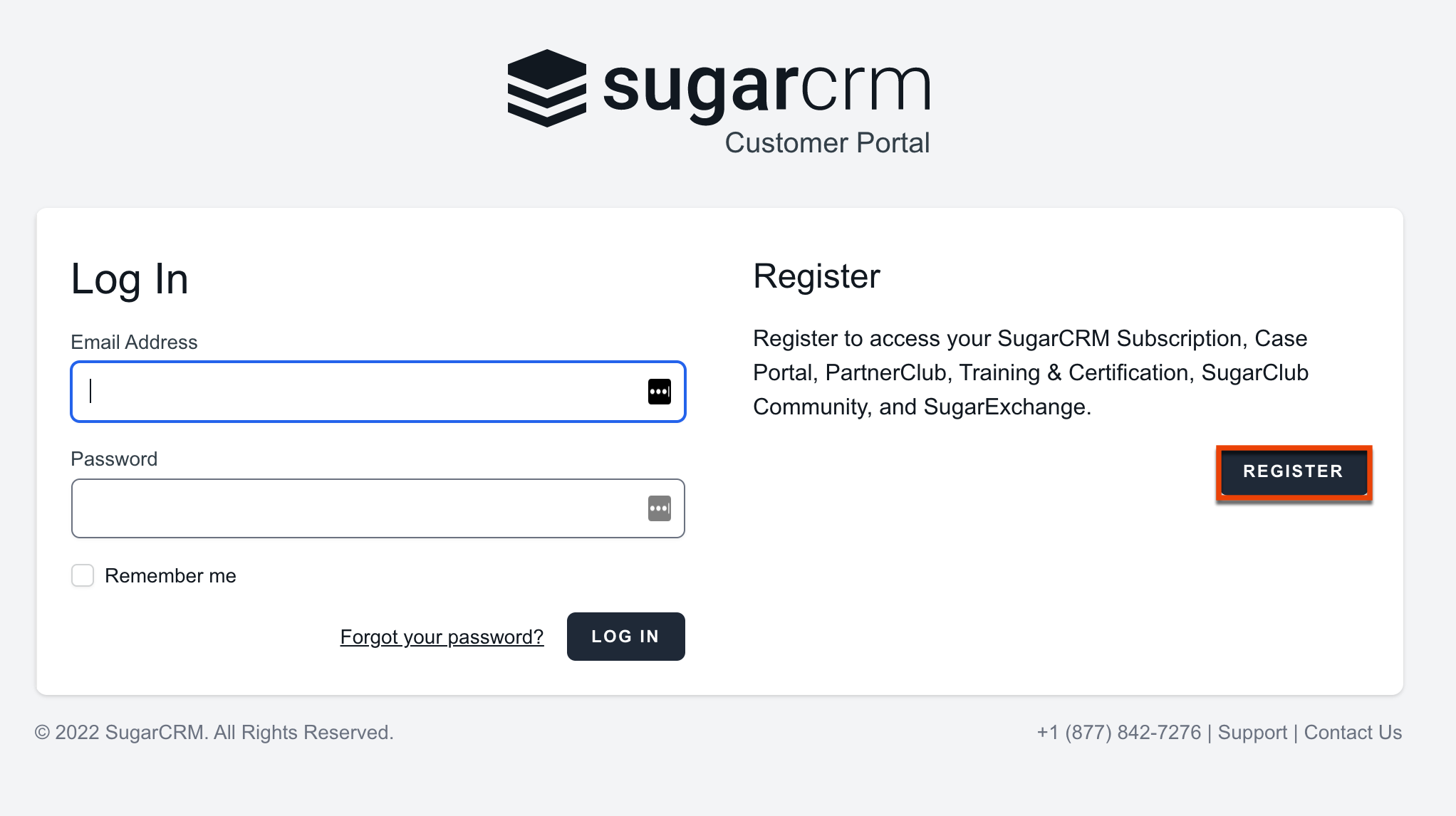 SupportPortalAccess Register