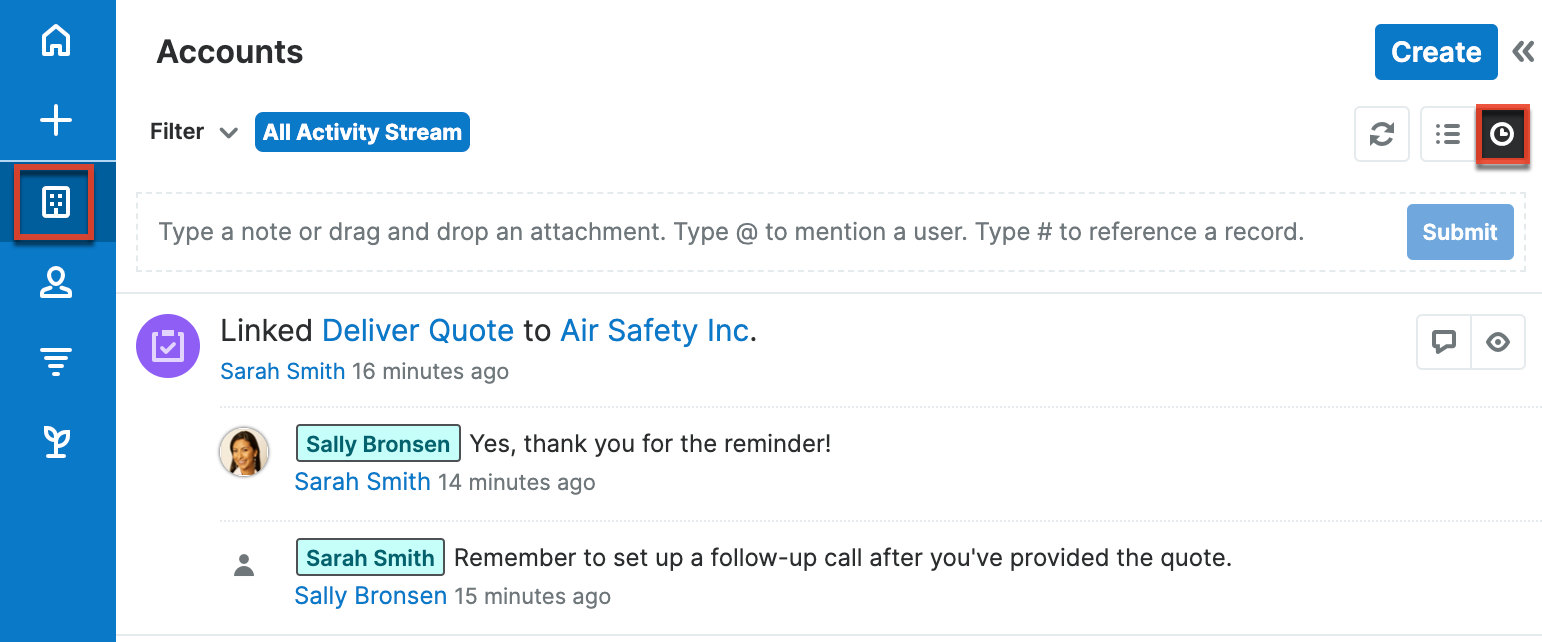 Activity Streams on List View