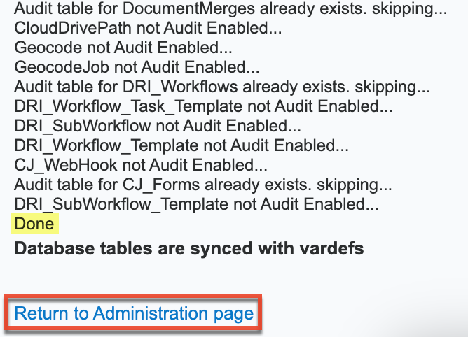 Return to Administration page
