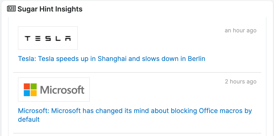 Sugar Hint Insights Dashlet
