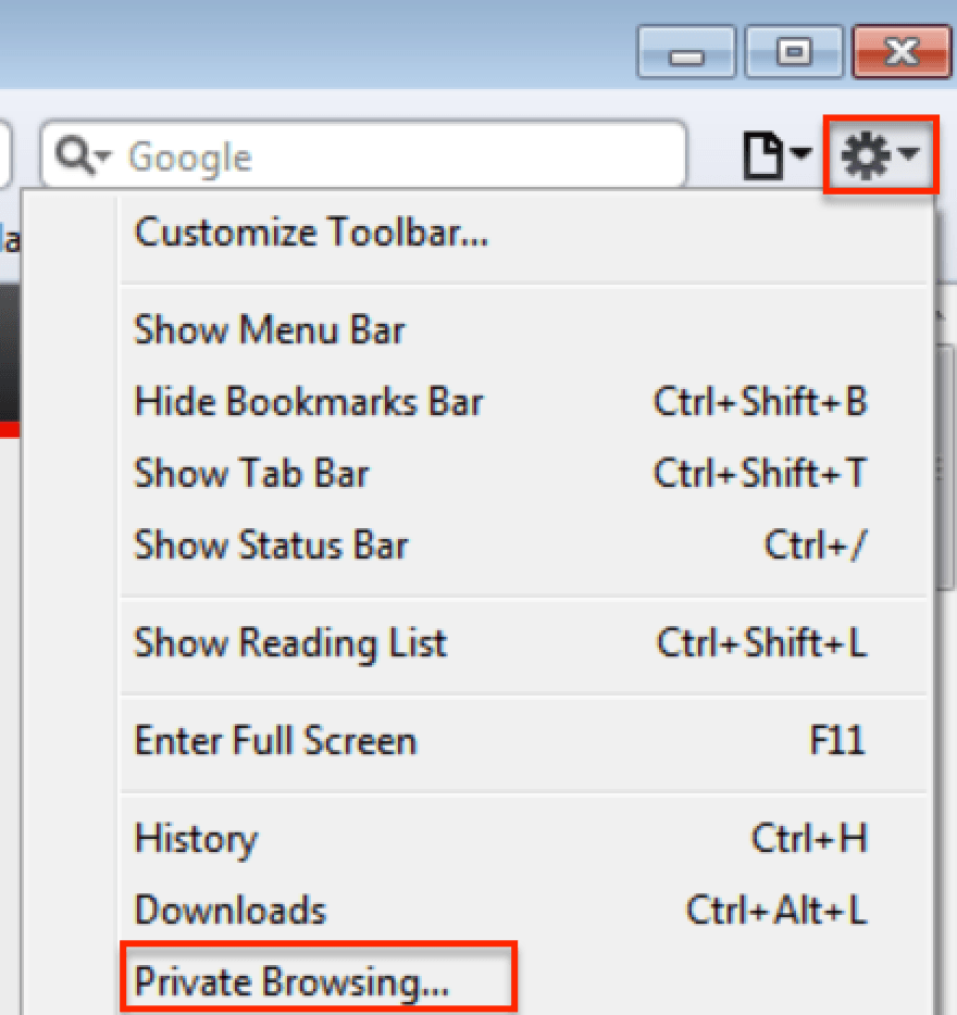 Safari WindowsPrivateBrowsing