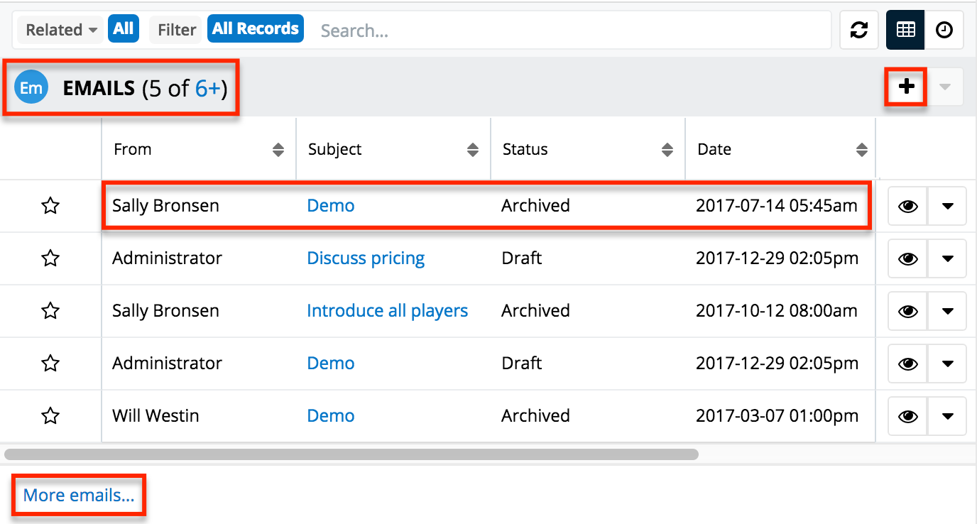 Accounts EmailsSubpanel