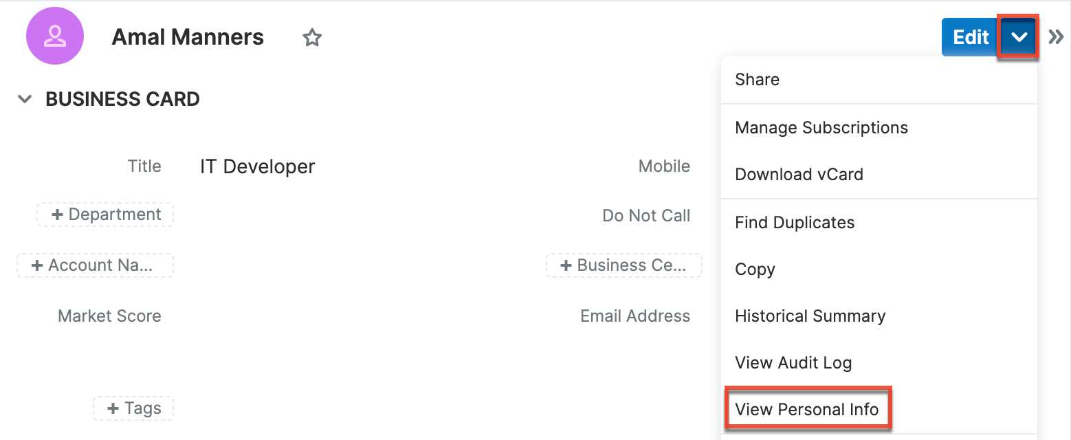 View personal information