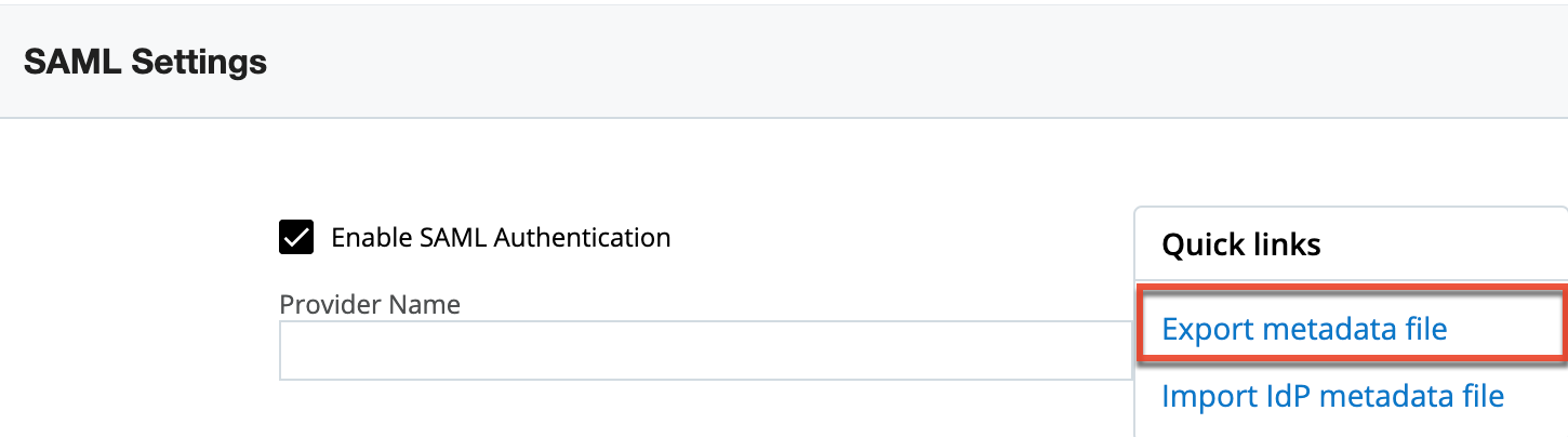 SugarIdentity SAMLSettings ExportMetadataFile