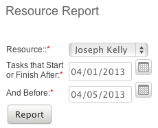 Resource Report filters