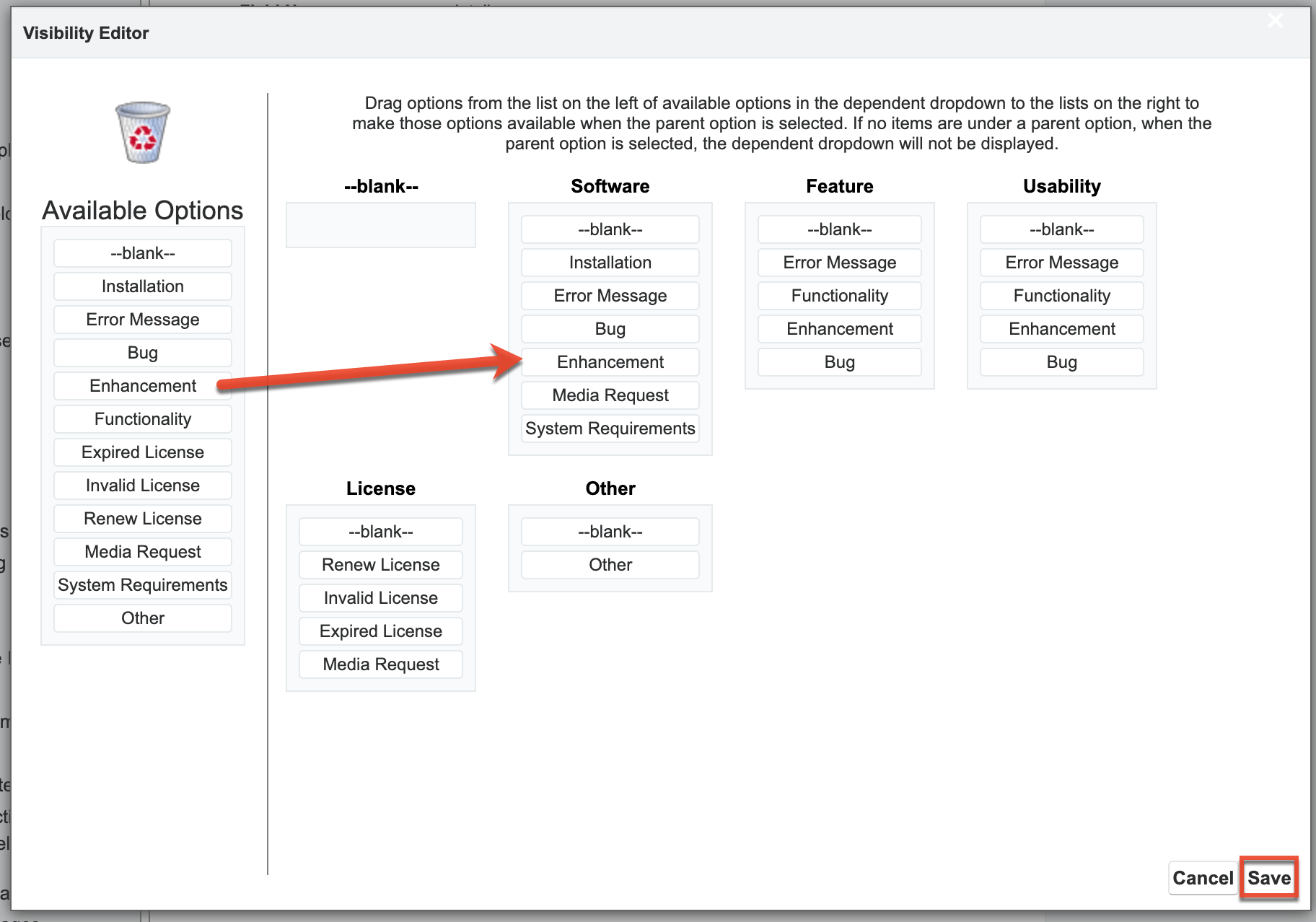 Visibility Editor