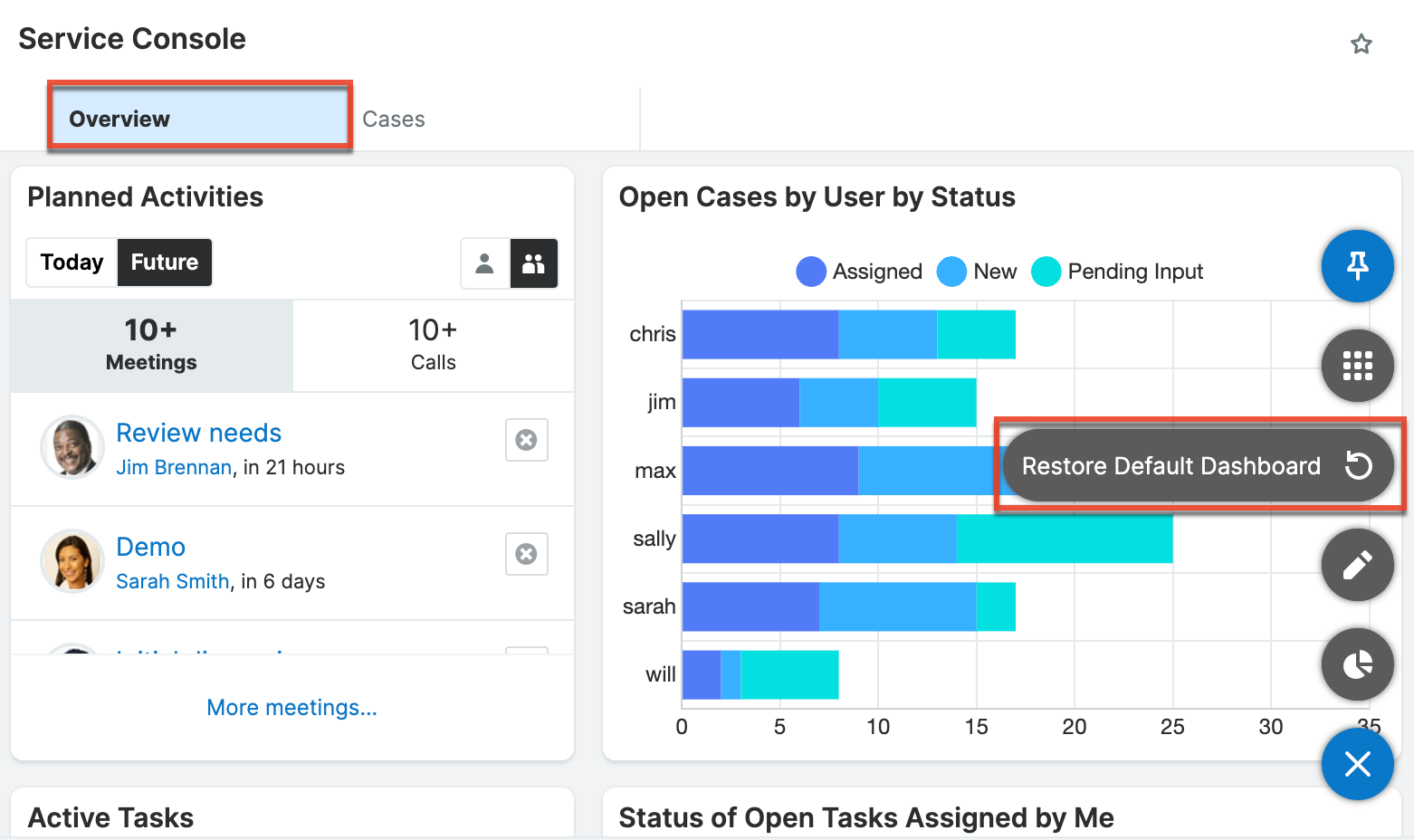 ServiceConsole RestoreDefaultDashboard2