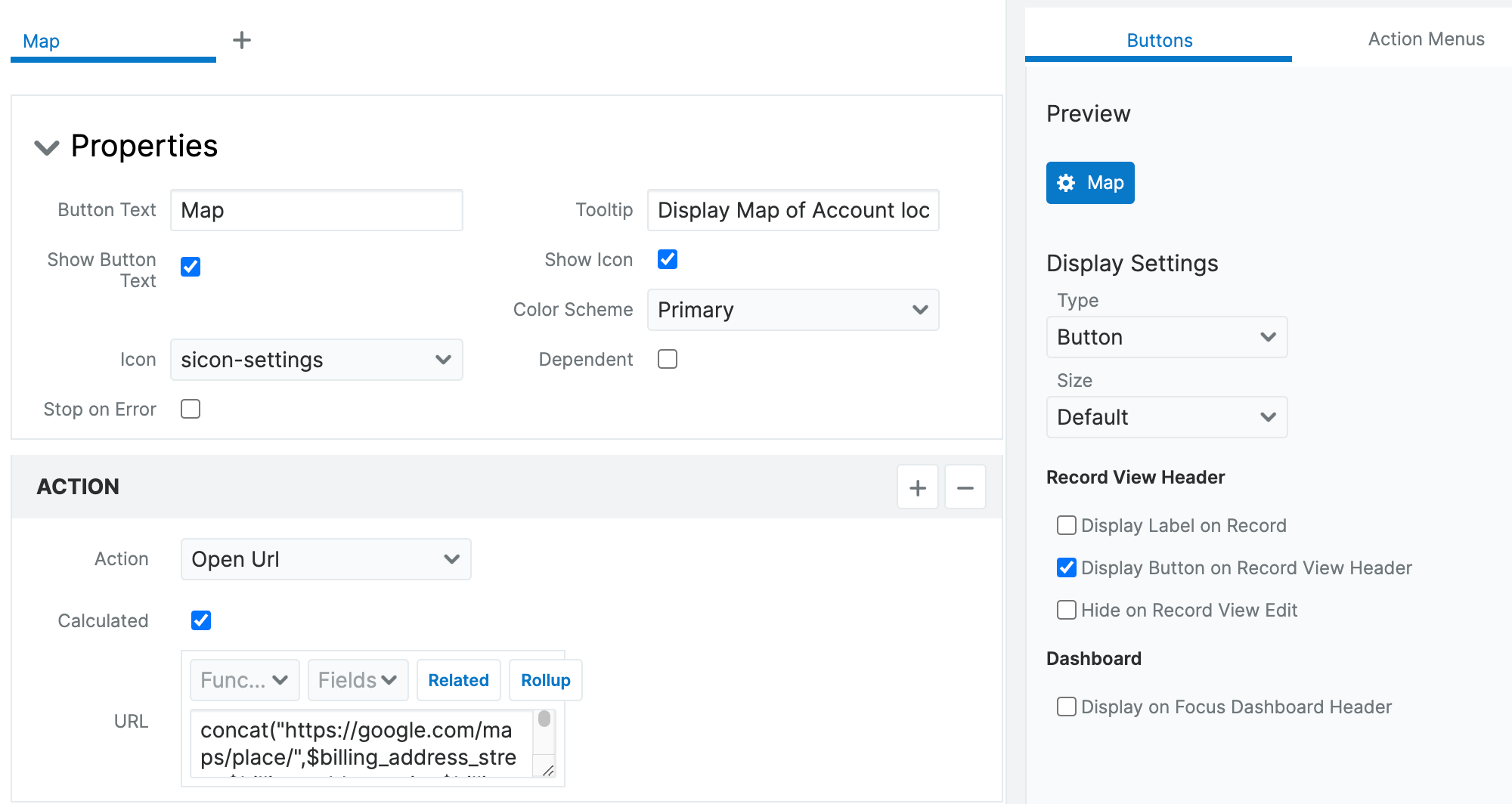 Map button configuration