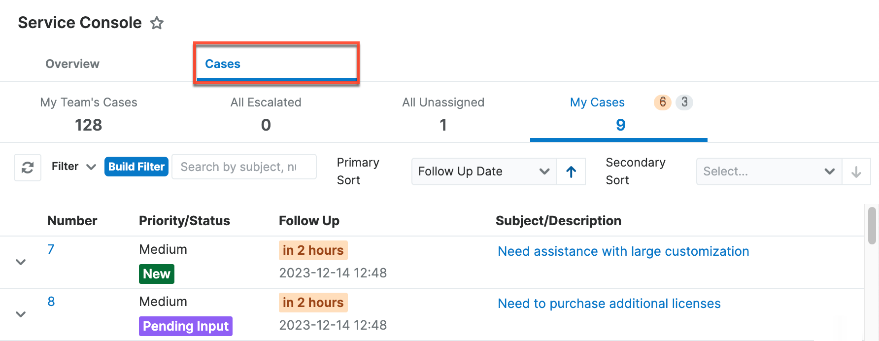 service-console-cases-tab-highlighted