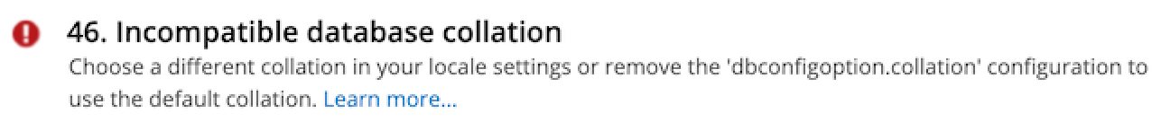 Health Check Error: Incompatible Database Collation - Sugar Support