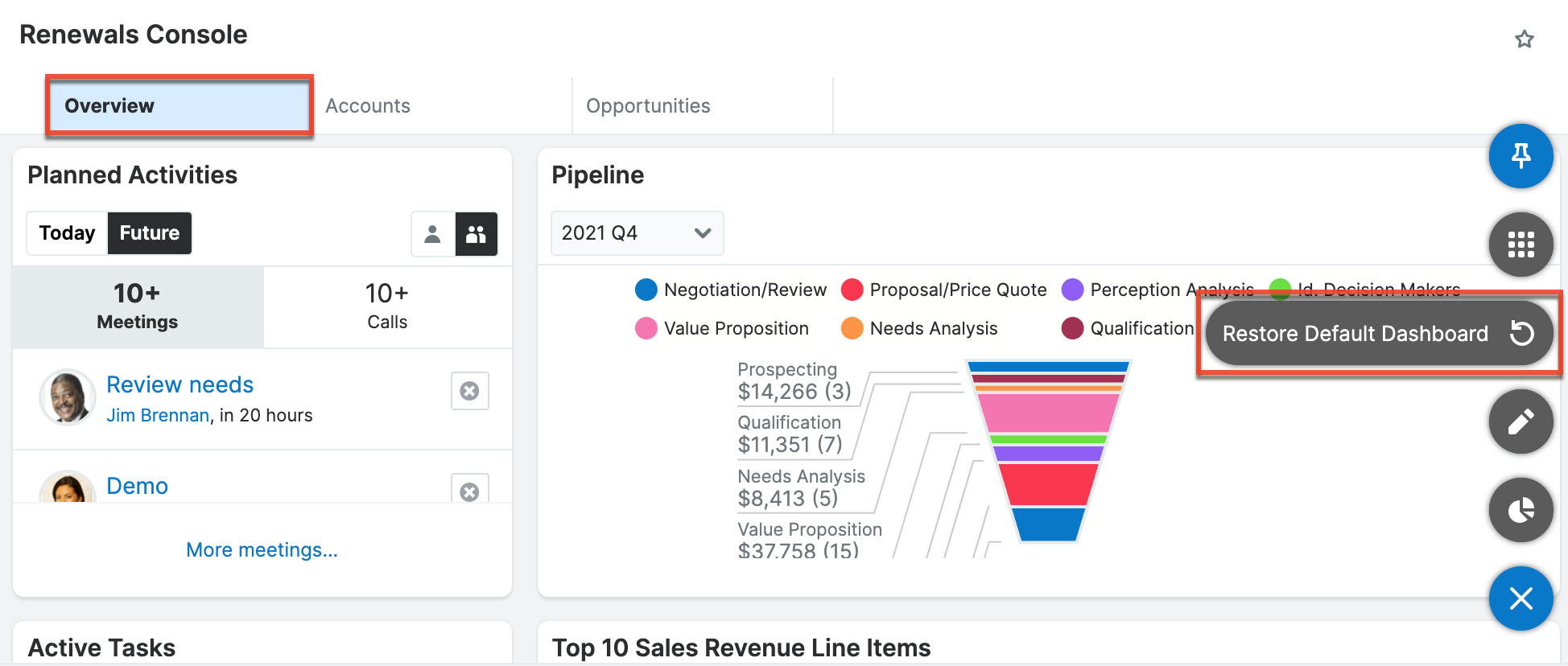 RenewalsConsole RestoreDefaultDashboard