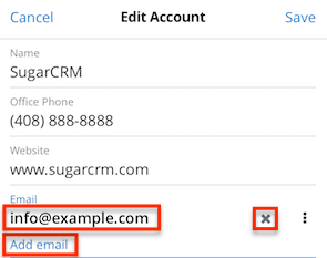 Mobile EditView EmailAddress
