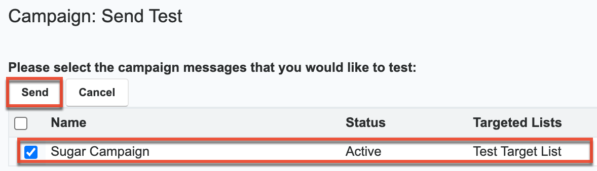 Select list and send test