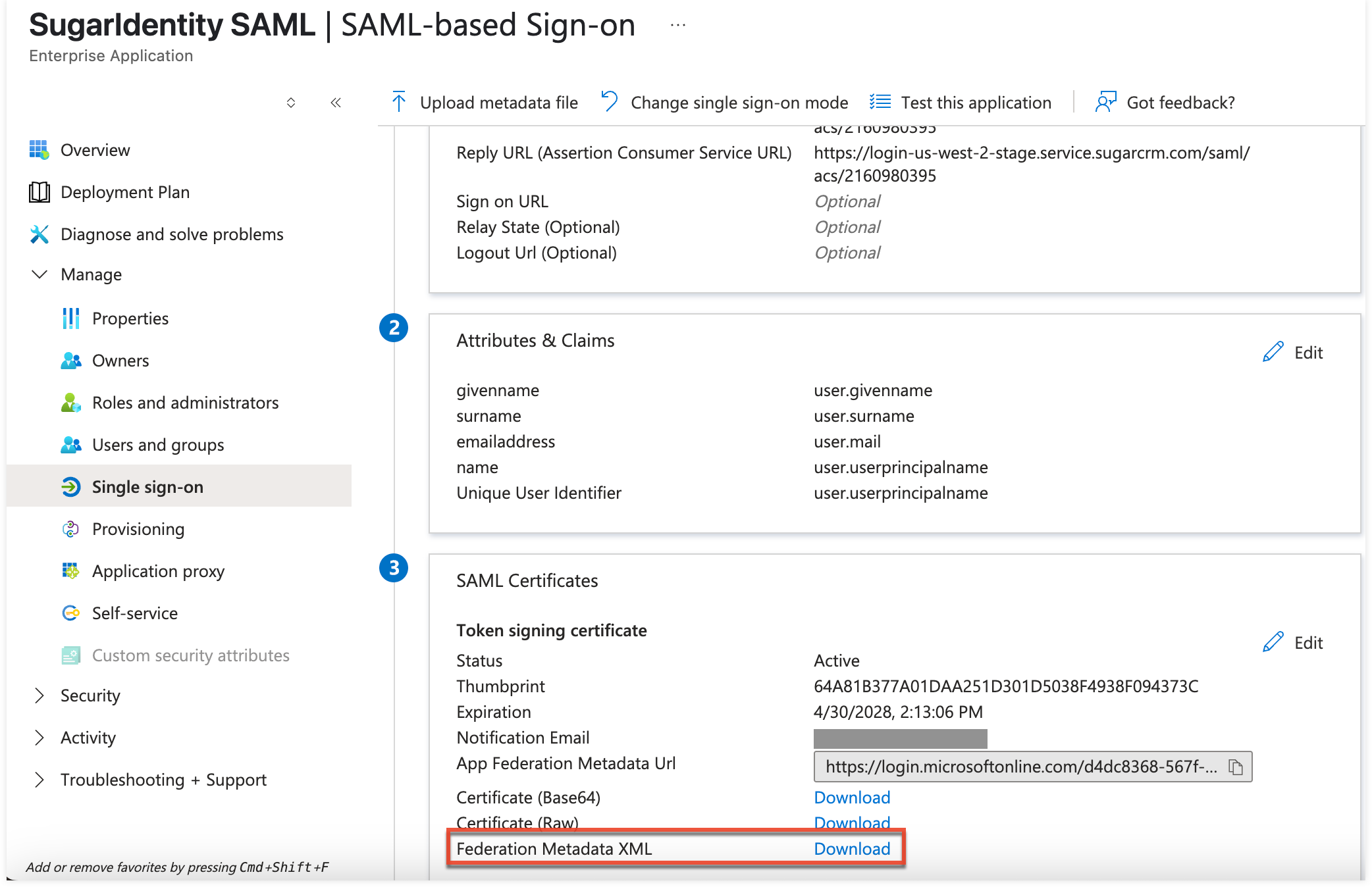 ConfiguringSSOWIthAzureUsingSAML_SingleApplication_FederationMetadataXML