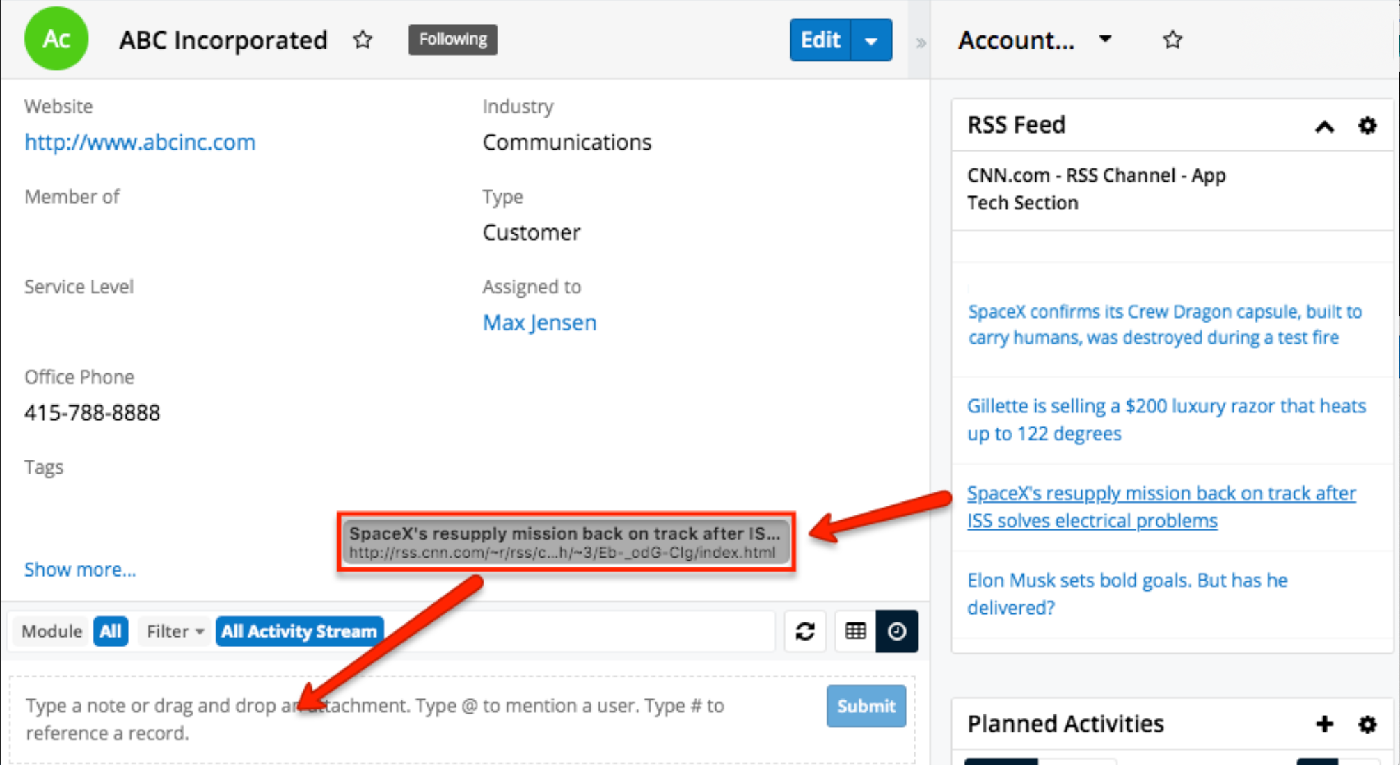 ActivityStreams AddingViaDashlets
