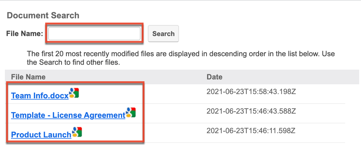 Documents GoogleDrive Search