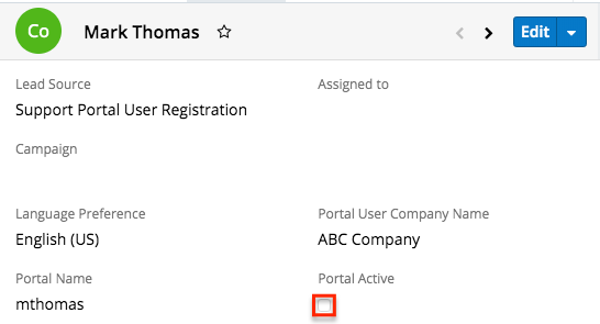 Contacts PortalActiveCheckbox
