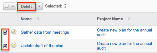Delete from LV proj task