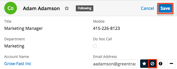 Contact EmailAddress Disable OptOut
