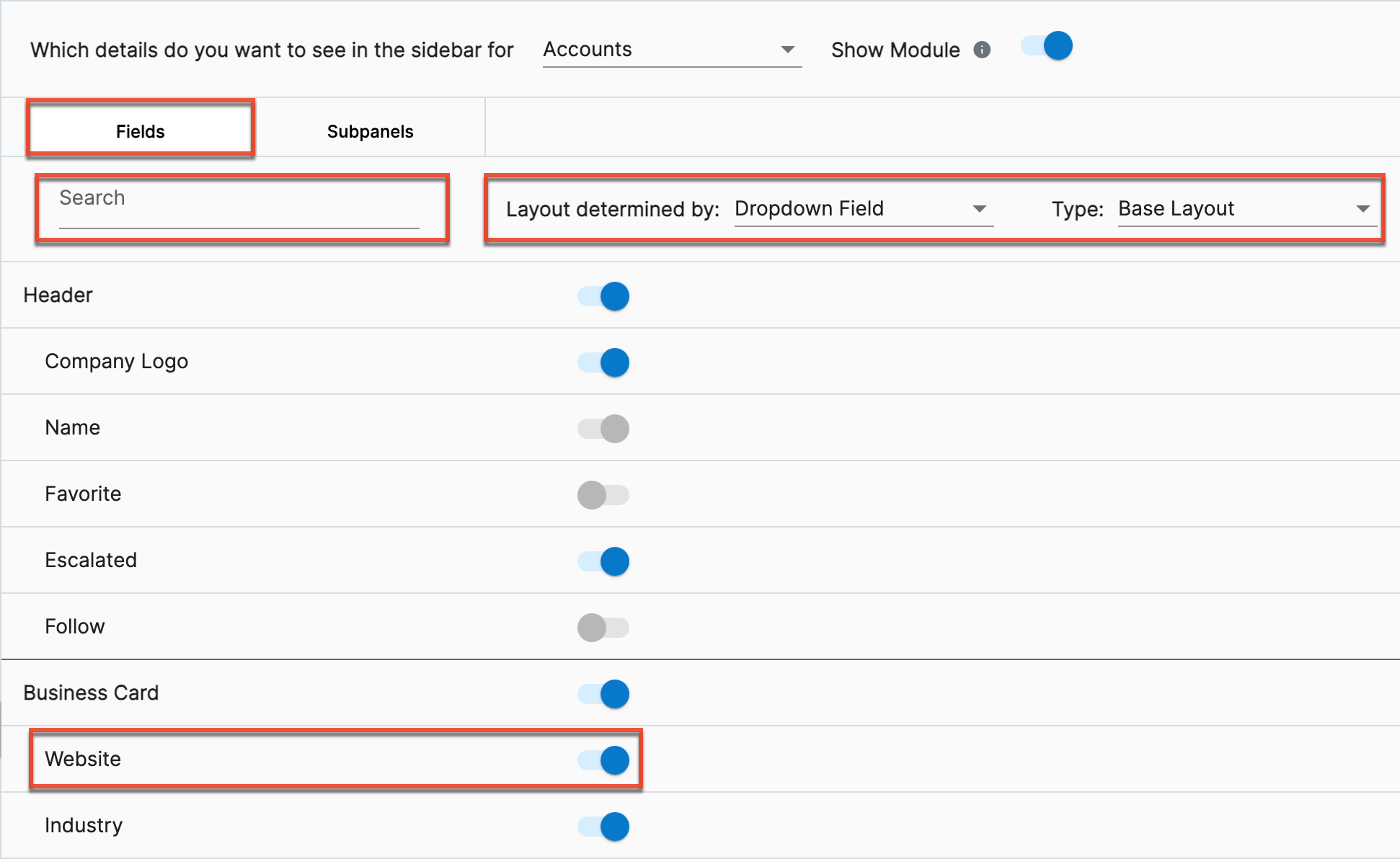 customizefields