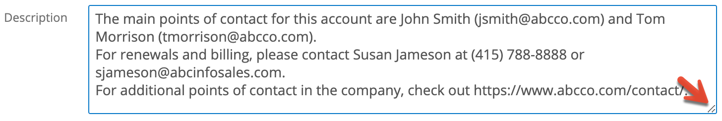 UI TextAreaFields Resize