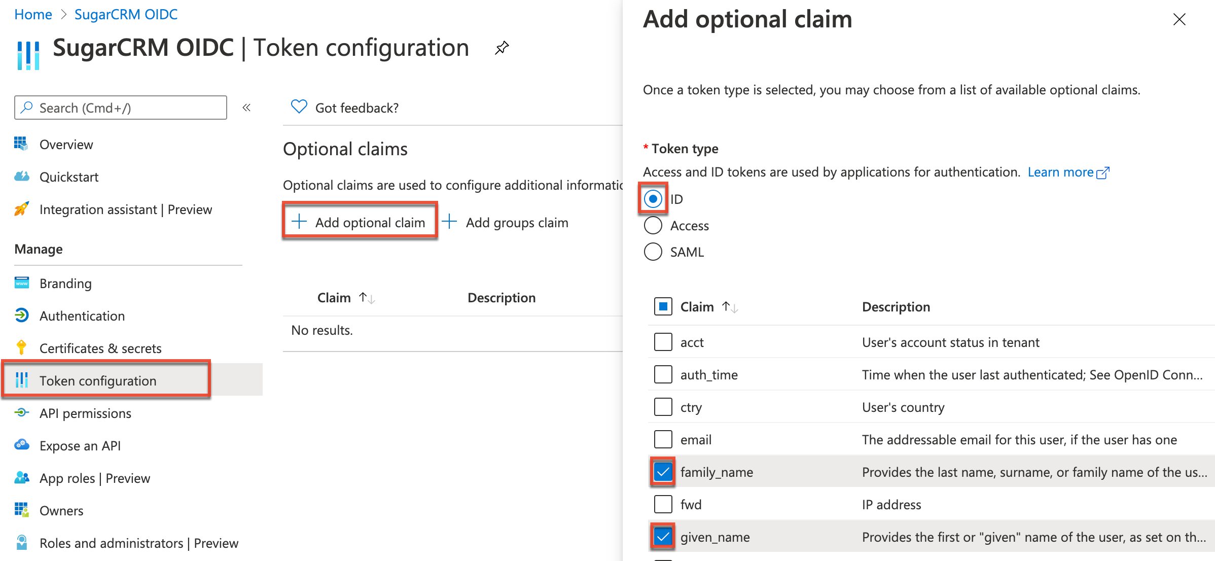 Azure TokenConfiguration