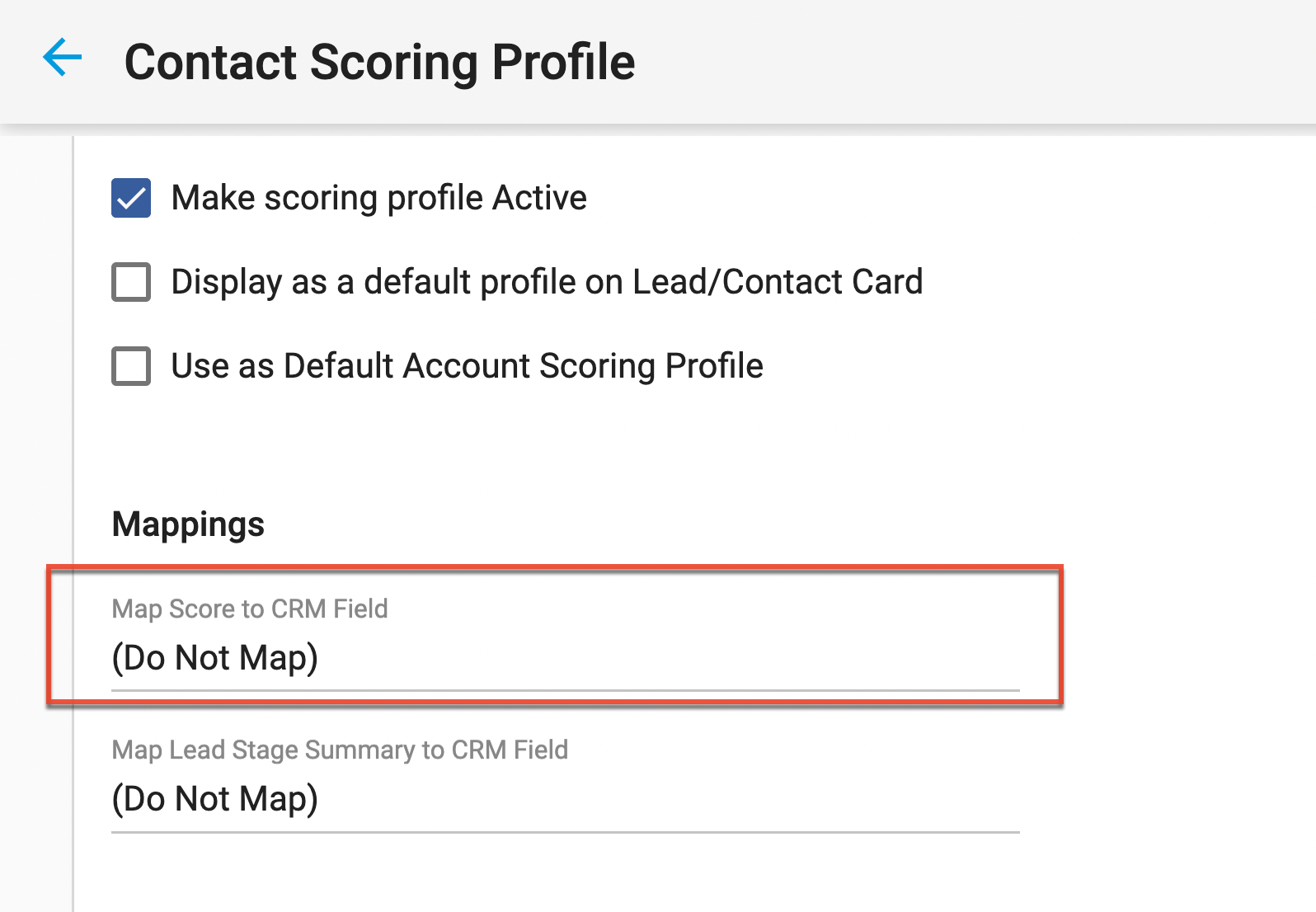 SM UG Scoring map to crm