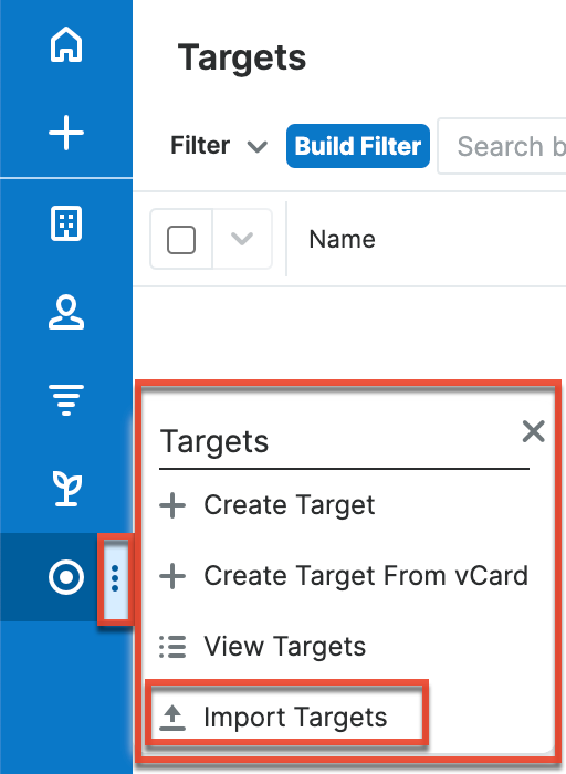 PopulatingTargetList TargetsModuleTabMenu ImportTargets