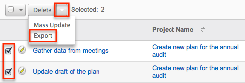 Export from LV Proj Task
