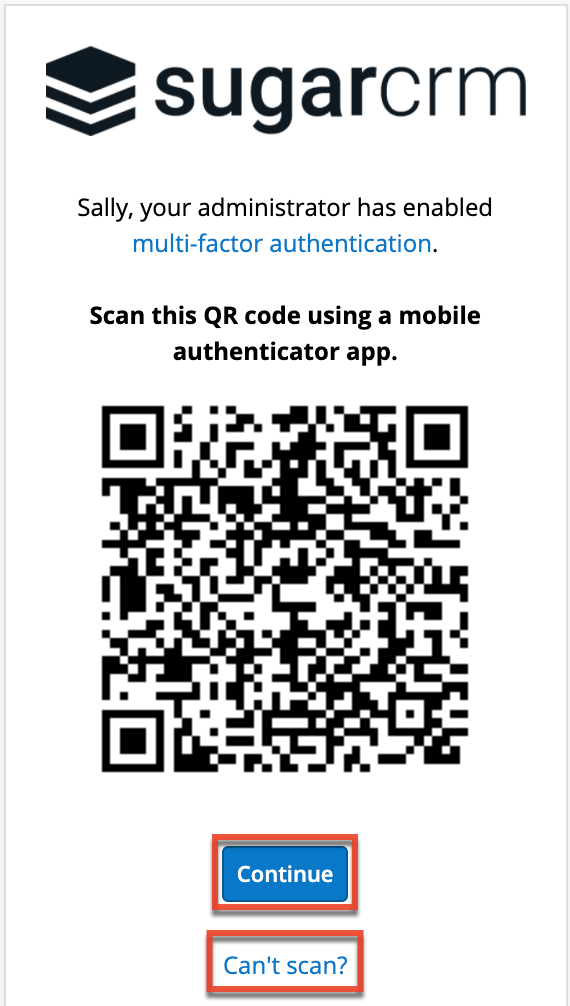 GettingStarted MFA QRCodeScreen