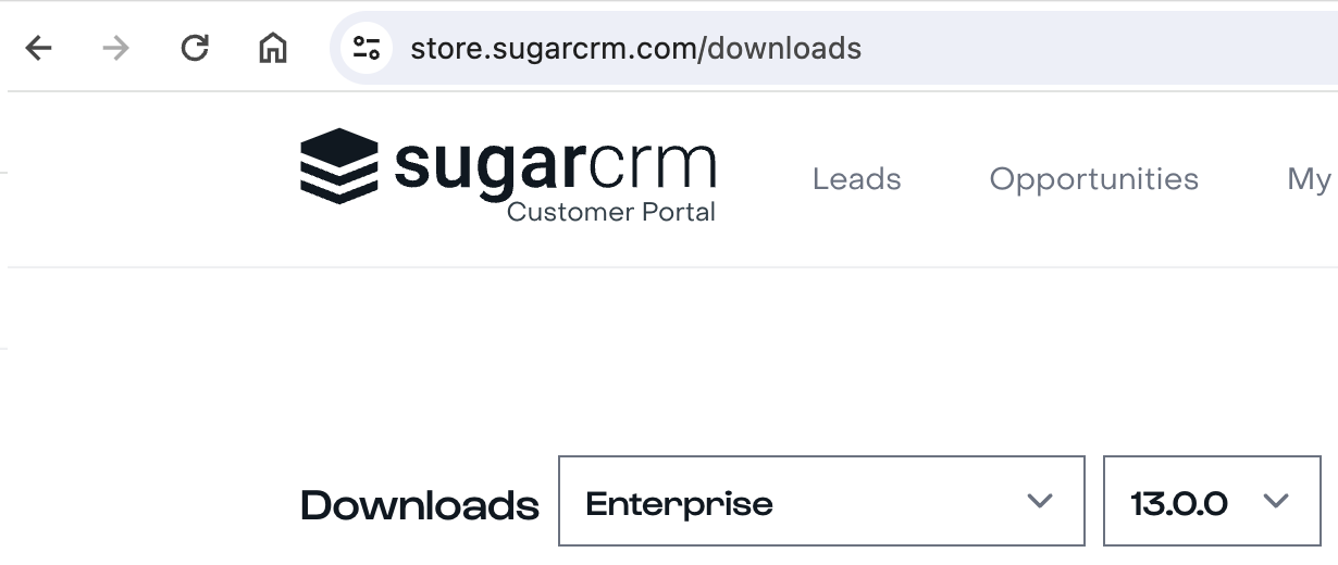 SugarInstallationUpgradeGuide_DownloadingSugar_DownloadsPage.png